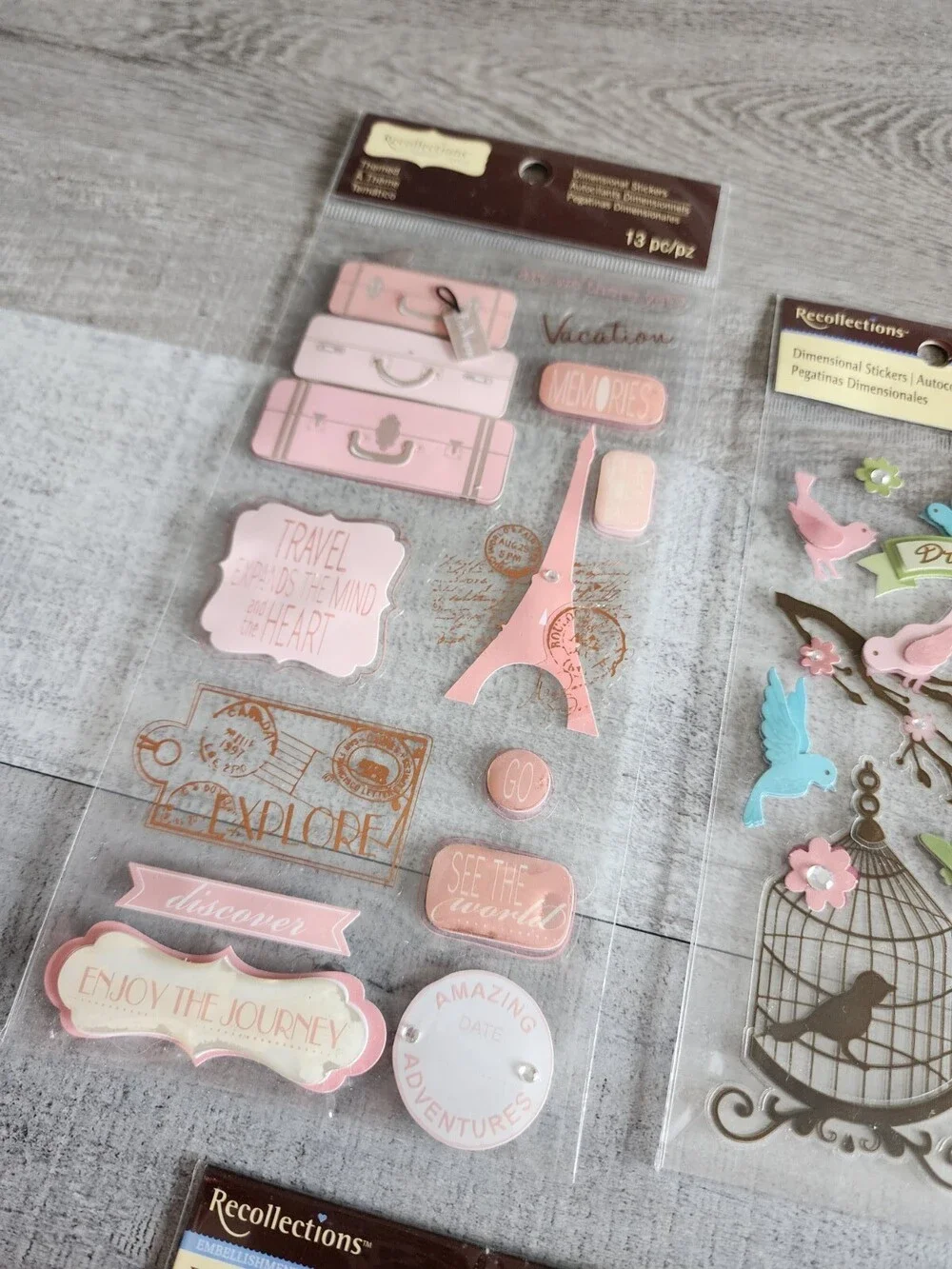 3D Stickers LOT - Recollections - Paris France Romantic Birds Emphora NEW #32